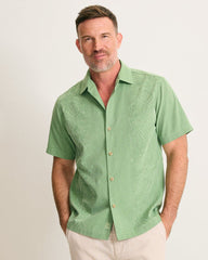 Kona Luxe Border Silk Camp Shirt - Natural Mint