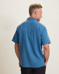 Kona Luxe Border Silk Camp Shirt - Dockside Blue