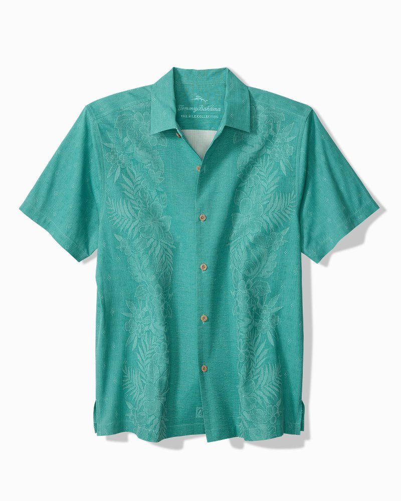 Kona Luxe Border Silk Camp Shirt - Bristol Blue
