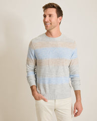 Sorrento Sunset Linen-Blend Crew Sweater - Grey Heather
