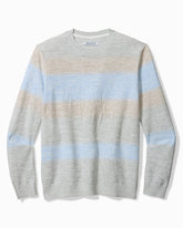 Sorrento Sunset Linen-Blend Crew Sweater - Grey Heather