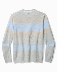 Sorrento Sunset Linen-Blend Crew Sweater - Grey Heather