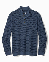 Cross Cable Button-Neck Sweater - Coastline