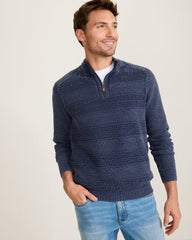 Saltwater Tides Textured Half-Zip Sweater - Carbon Navy
