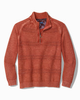 Saltwater Tides Textured Half-Zip Sweater - Dark Lobster