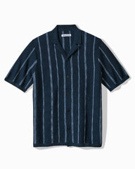 San Clemente Stripe Cotton-Blend Camp Shirt - Dress Blues
