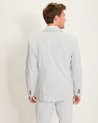 Nova Wave Stretch-Seersucker Sand Stripe Blazer - Glass Bottle