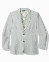 Nova Wave Stretch-Seersucker Sand Stripe Blazer - Glass Bottle