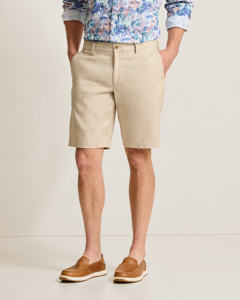 Latigo Beach Linen-Blend Flat-Front 10-Inch Shorts - Stone Khaki