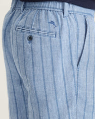 Isla Shores Stripe Linen-Blend 9-Inch Shorts - Port Side Blue