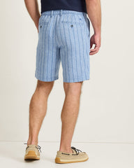 Isla Shores Stripe Linen-Blend 9-Inch Shorts - Port Side Blue