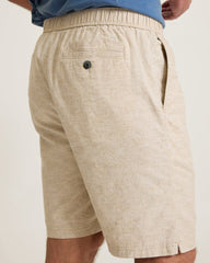 Riviera Shore Stretch-Linen E-Waist 9-Inch Shorts - Natural