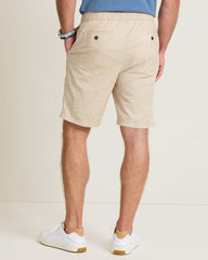 Riviera Shore Stretch-Linen E-Waist 9-Inch Shorts - Natural