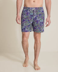 Naples Luau Blooms 6-Inch Swim Trunks - Orient Blue