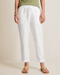Two Palms High-Rise Tapered Linen Pants - White