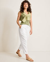 Two Palms High-Rise Tapered Linen Pants - White