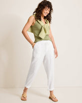 Two Palms High-Rise Tapered Linen Pants - White