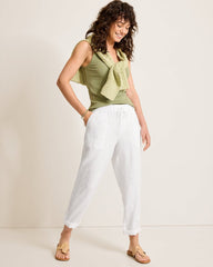 Two Palms High-Rise Tapered Linen Pants - White