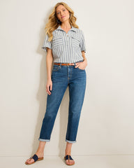 Mid-Rise Slim Boyfriend Jeans - Tidal Wash