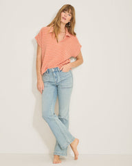 Mid-Rise Patch Pocket Flare Jeans - Pearl Beach Wash