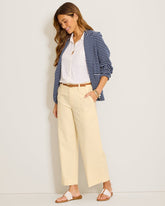 Seaside Breeze Cropped Stretch-Linen Pants - Ivory Cream