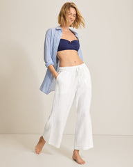Island Gauze High-Rise Wide-Leg Cropped Pants - White
