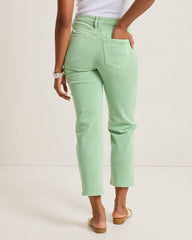 High-Rise Cropped Straight-Leg Jeans - Grass