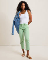 High-Rise Cropped Straight-Leg Jeans - Grass