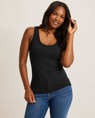 Sunset Bay Ribbed Tank Top - Black