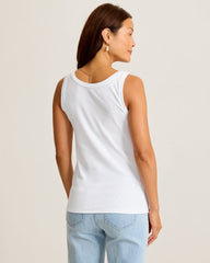 Sunset Bay Ribbed Tank Top - White
