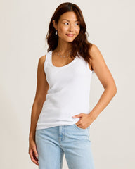 Sunset Bay Ribbed Tank Top - White