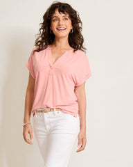 Kauai Split-Neck T-Shirt - Quartz Pink