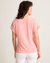 Kauai Split-Neck T-Shirt - Quartz Pink