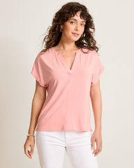 Kauai Split-Neck T-Shirt - Quartz Pink