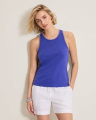 Ashby Isles Crochet Stitch Tank Top - Bold Blue