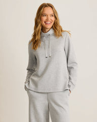 Palm Voyage Funnel-Neck Sweatshirt - Pearl Grey Hthr