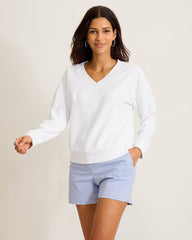 Marina Del Mar V-Neck Sweatshirt - White