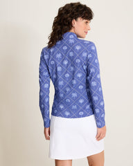 Abby Getaway Fronds Quarter-Zip IslandZone Sweatshirt - Sanibel Blue