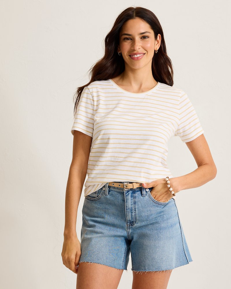 Paradise Breeze Jersey Stripe T-Shirt - White