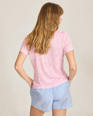 Linnea Coastal Fronds Linen Top - Cyber Light