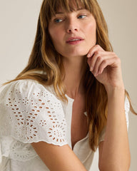 Gem Coast Flounced Schiffli Top - White