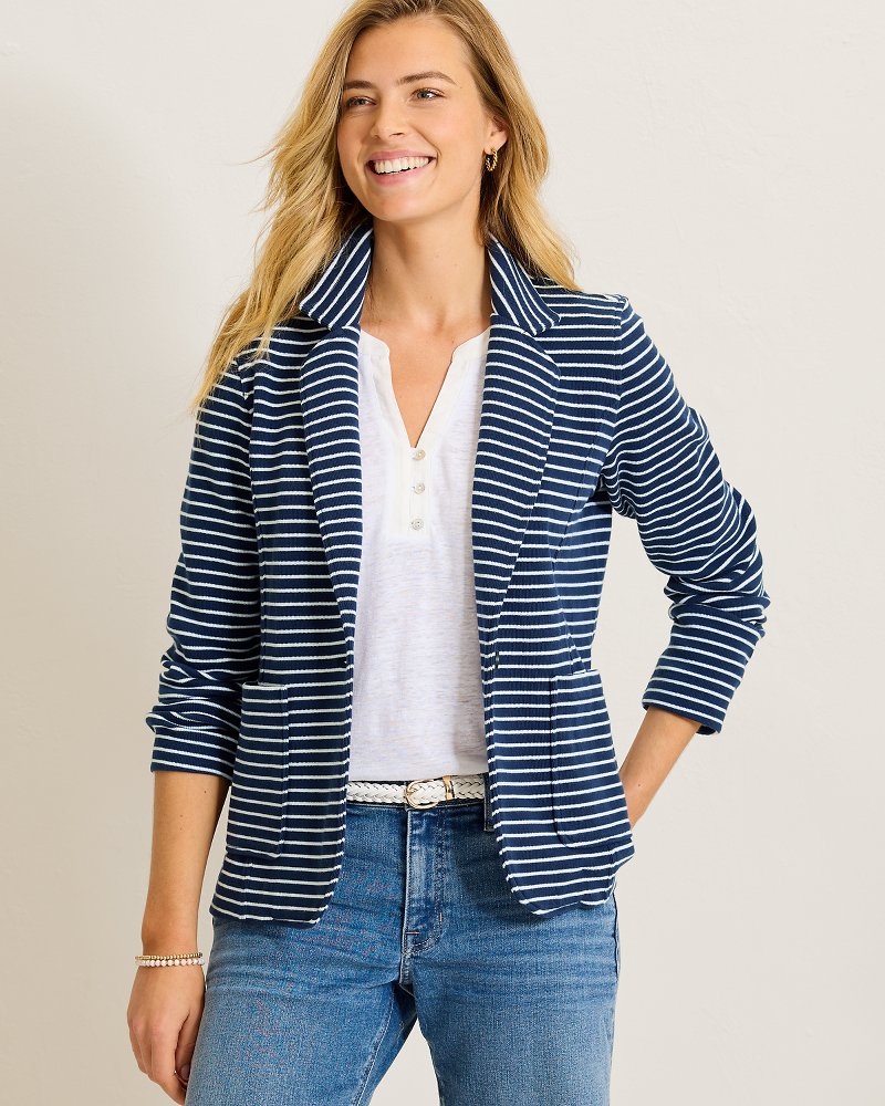 Aruba Stripe Casual Blazer - Coastline
