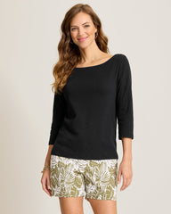 Ashby Isles Bateau-Neck 3/4-Sleeve T-Shirt - Black