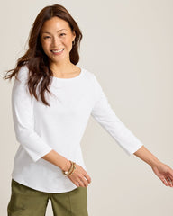 Ashby Isles Bateau-Neck 3/4-Sleeve T-Shirt - White