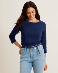 Ashby Isles Bateau-Neck 3/4-Sleeve T-Shirt - Island Navy