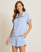 Palm Voyage Half-Zip Short-Sleeve Top - Evertide