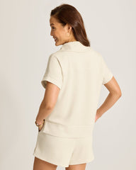 Palm Voyage Half-Zip Short-Sleeve Top - Bleached Sand