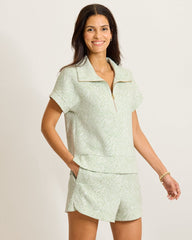 Palm Voyage Porto Fronds Half-Zip Short-Sleeve Top - Extra Light Margarita