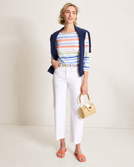 Ashby Isles Nautical Stripe 3/4-Sleeve T-Shirt - Bright Peach
