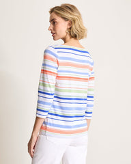 Ashby Isles Nautical Stripe 3/4-Sleeve T-Shirt - Bright Peach